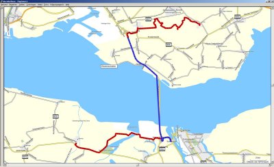 Biervliet Nisse (24,7 km) (Blauwe lijn is bus door Westerschelde tunnel)
