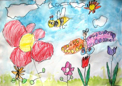 bee and butterfly, Ling, age:4