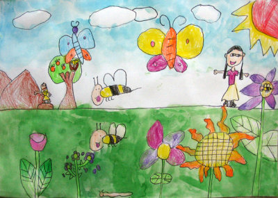 butterflies and bees, Grace, age:6