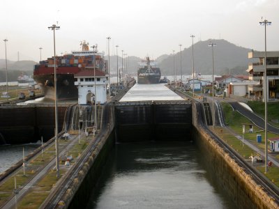 Transiting the Panama Canal 21 January 2008  Miraflores Lock