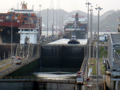 Transiting the Panama Canal 21 January 2008 Miraflores Lock