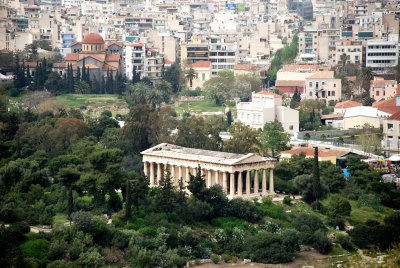 The ancient and the modern parts of Athens