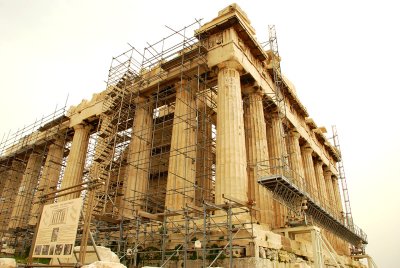 On the highest point of the Acropolis stands the Parthenon dedicated to the virgin goddess Athena