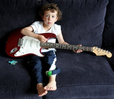 Isaac checking out the Strat