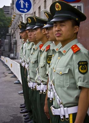 Chinese Soldiers Outside Tiananmen Square