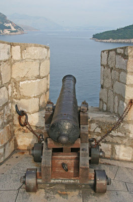Cannon on old city walls,  Dubrovnik
