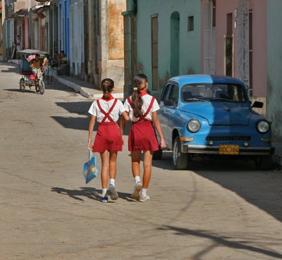 Schoolgirls Walking Home