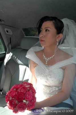 In the bridal car