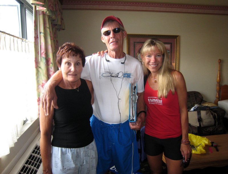 Christine, Art Webb, me after the race.