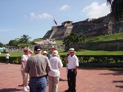 Cartagena fort with our guide.JPG