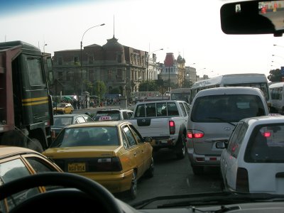 Rush hour traffic in Lima