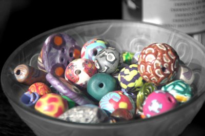 bowl of colorful beads...
