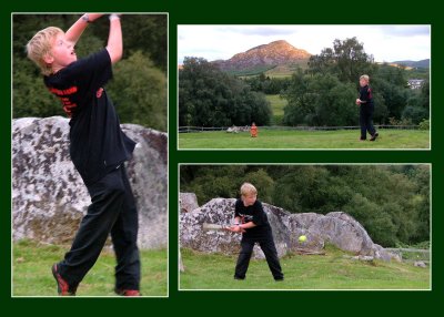 Josh playing cricket