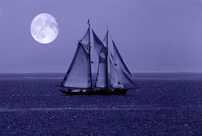 Tall ship and Moon