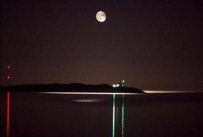 Trial Island Lighthouse and Moon