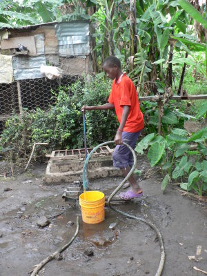 pumping water by foot 
