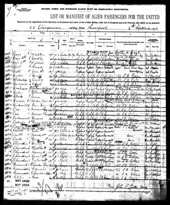 Walter Boyt Passenger List 1916