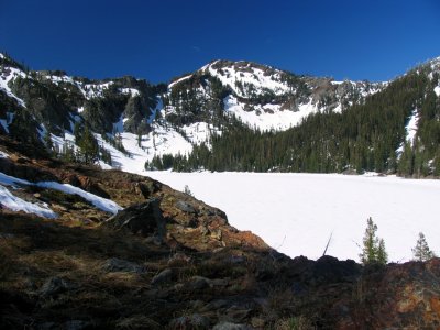 Cliff Lake frozen over in June