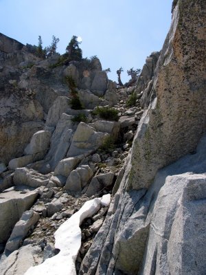 Twin Pine pass, route over Devils Backbone