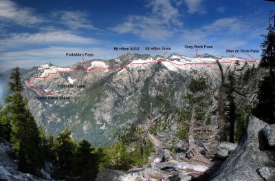 Trinity Alps High Route from Boulder Lakes to Man on Rock Pass