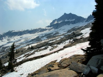 A view back at Mt Hilton arete. I descended the slope left of the Mt Hilton peak