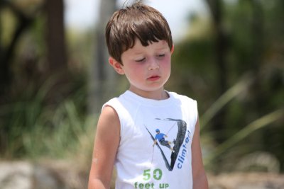 David walking near the house