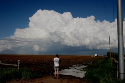 Roy filming the wall of Cumulus Congestus clouds