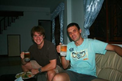 Paul and Andy enjoy a beer, Chiang Mai