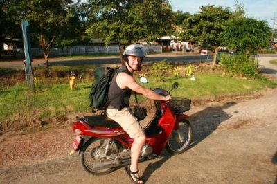 Paul on his moped near Chiang Mai
