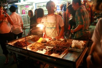 Man selling insects to eat, Khao San Road