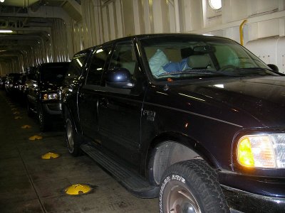 Our Pickup on the car deck