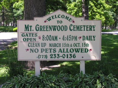 Mt Greenwood Cemetery Sign