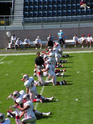 Players From Brown U, Loosen up before a game