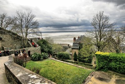 Mont St Michel overlooking tidal flats.jpg