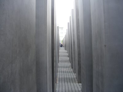 Through the windows of the Holocaust Memorial in Berlin, Germany.JPG