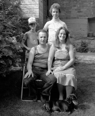 back, Geoffrey, Patrick Bessel, front, Wolfgang, Vivian Bessel and Alfie (dog) photo back of 171 Langley Ave Toronto