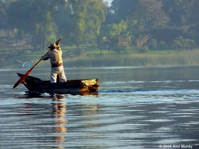 Rowing on lake