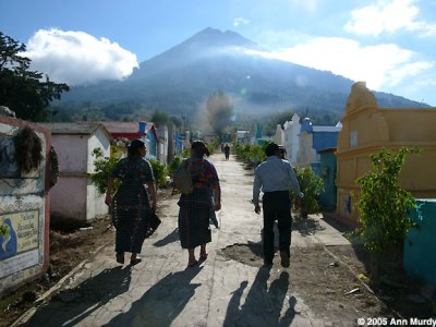 Walking in cemetery