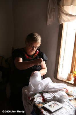 Sewing by window