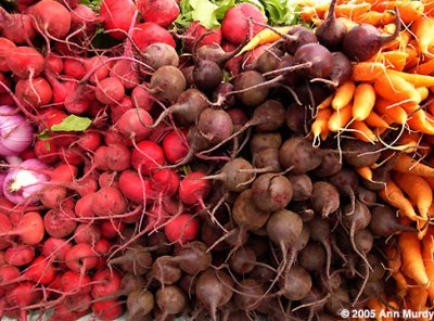 Radishes beets and carrots