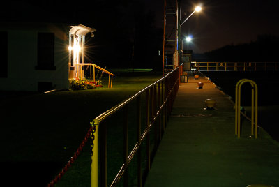 Erie Canal Lock House at Night