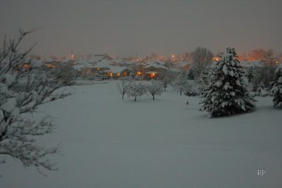 2nd snow - Night view of neighborhood