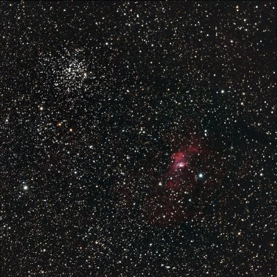 M52 Open cluster and NGC7635 The Bubble Nebula