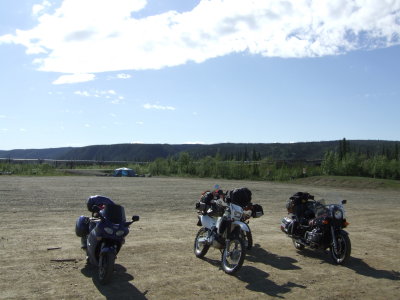 Impromptu Motorcycle Gang at the Yukon River Camp