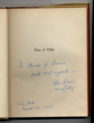 East of Fifth (1948) (A novel by Alan Dunn, signed by him and by Petty)