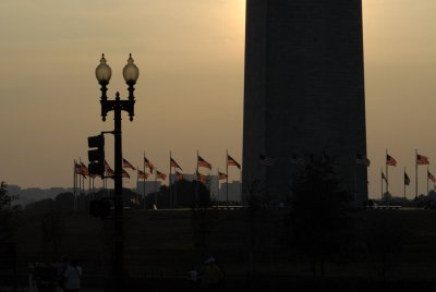 monument and flags and gaslight