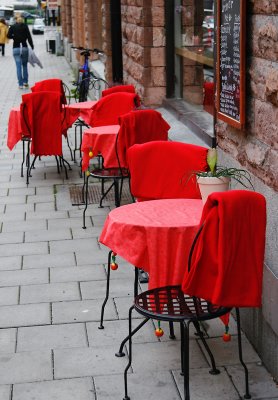 Red tables