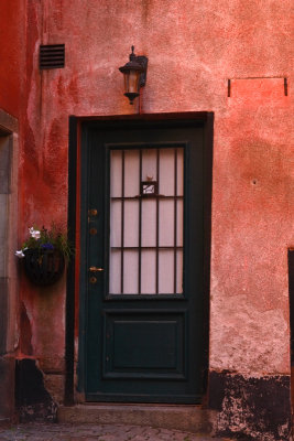 Door in red house