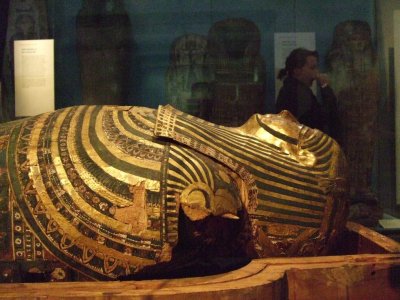 Gold-decorated sarcophagus
