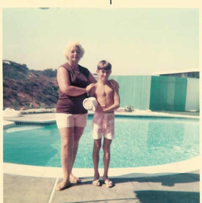 Mom and Al by pool